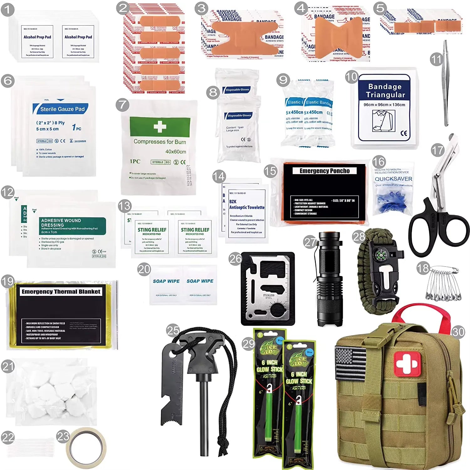 RAVIC RESCUE - 140Pcs + Survival Gear, First Aid Kit